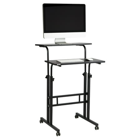 Mind Reader - 2 Tier Sit and Stand Desk XL - Black
