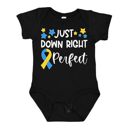 

Inktastic Just Down Right Perfect Down Syndrome Awareness Ribbon Gift Baby Boy or Baby Girl Bodysuit