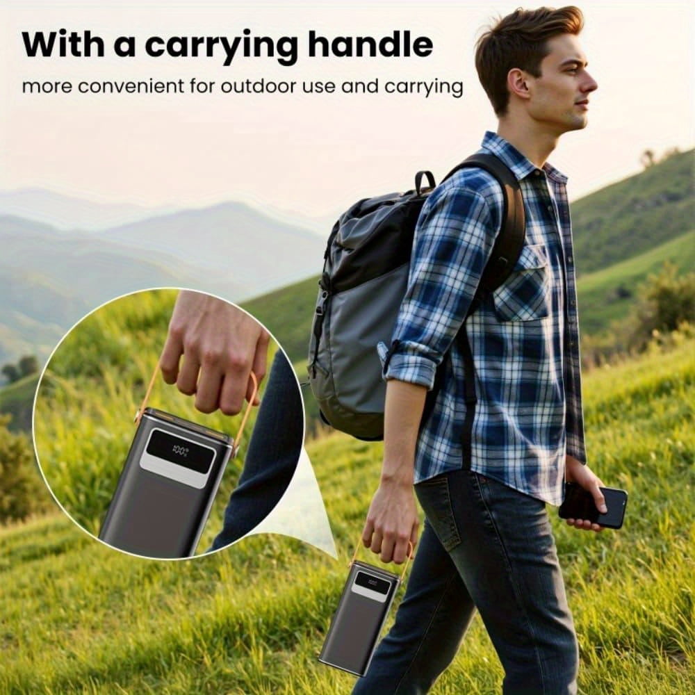 30000mAh 120W Fast Charging Power Bank with Built-in Cables & LED Light - Portable Charger for Phone, Camping, Outdoor Emergency Battery Pack