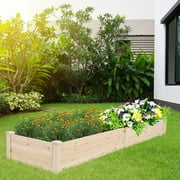 UBesGoo Outdoor Wooden Raised Garden Bed Planter for Patio Lawn Backyard - Natural