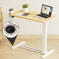 thumbnail image 3 of SONGMY Adjustable Overbed Bedside Table with Wheels Pneumatic Mobile Standing Laptop Desk Rolling Computer Cart Movable Overbed Table Hospital Home Use,Maple,L, 3 of 24