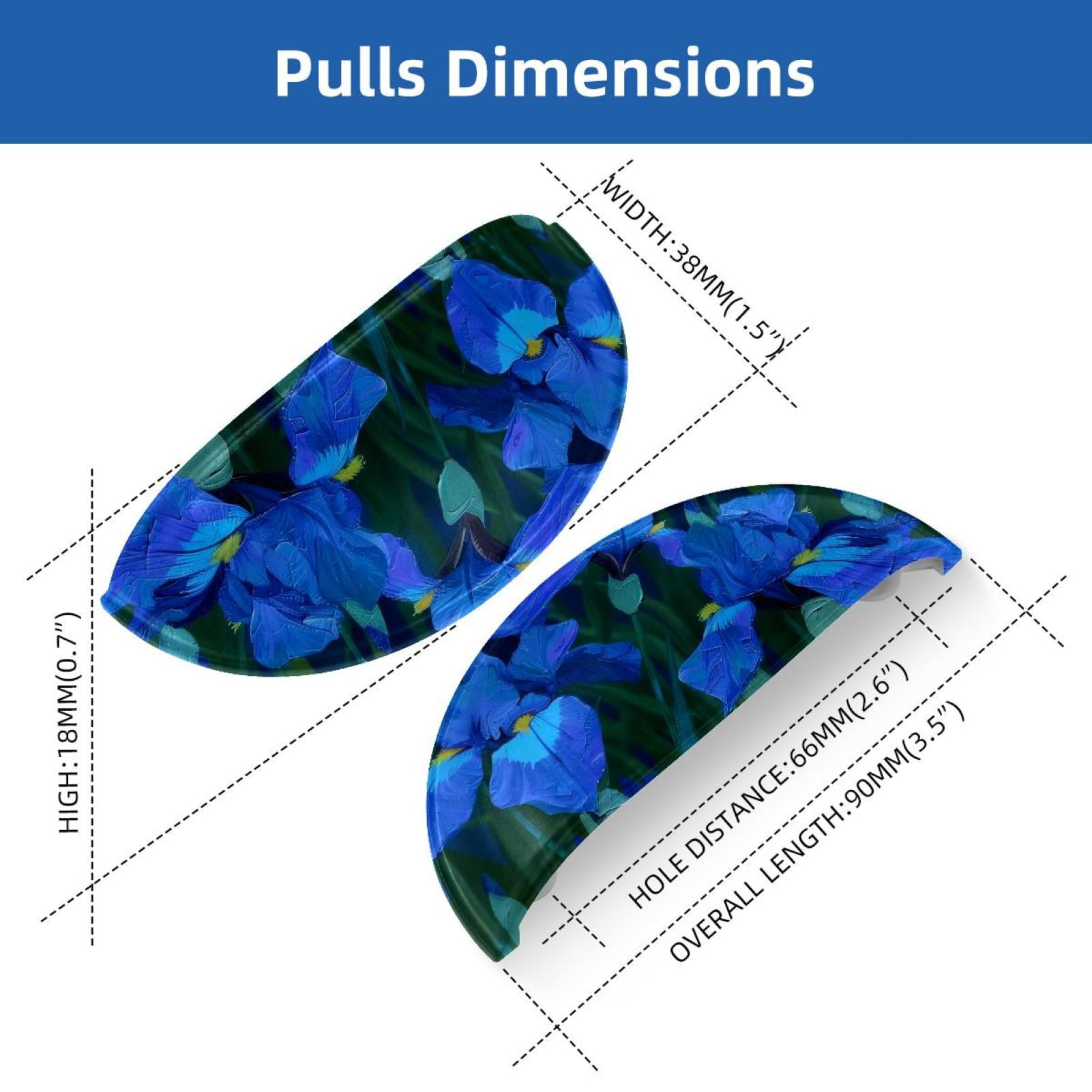 PhooArto 6 Pcs Cup Drawer Pulls, Blue Irises at Night Shell Shape Handles Cabinet Knobs for Dresser Cupboard Closet Wardrobe with Screws