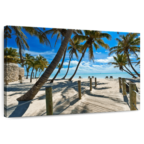 Elephant Stock Footbridge At The Beach Wall Art - Horizontal Canvas Wall Art - Living Room Wall Decor - Beach Canvas - Blue And Beige Decor - 12" x 8"