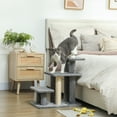 thumbnail image 2 of PawHut 3-Tier Dog Stairs with Sisal Scratching Post for Small Pets, Grey, 2 of 10