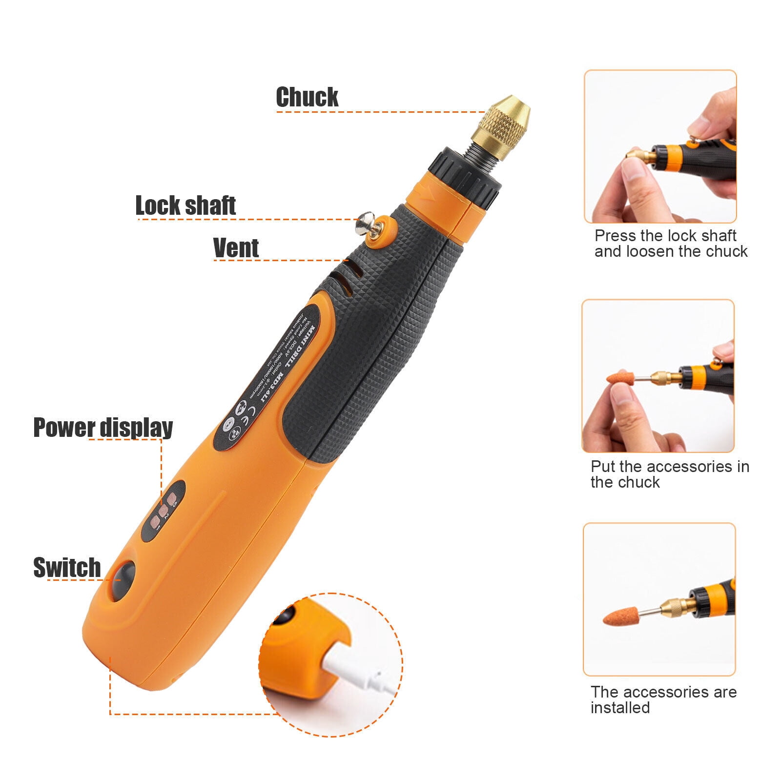 Audessy Mini Cordless Rotary Tool Kit,Multi-Purpose 3.6V Power Rotary Tool for Sanding, Polishing, Drilling, Etching, Engraving, DIY Crafts