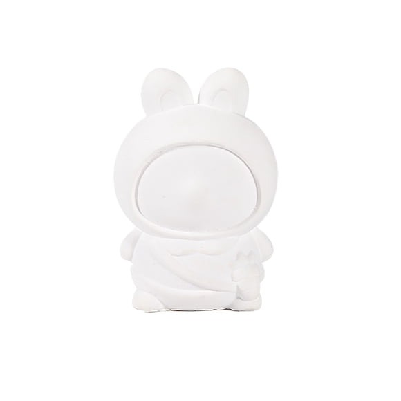 Arts & Crafts DIY Figurines Kit for Toddlers Unpainted Plaster Bunny Dolls with Pigments 2 Brushes and Color Mixing Plate to Create Unique Painted Figurines