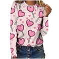 thumbnail image 5 of JTZGDY Valentines Day Sweatshirts for Women Funny Cute Love Heart Pattern Print Long Sleeve Holiday Season Pullover Tops Loose Oversized Casual Festival Graphic T-Shirts Pink#02 S, 5 of 8