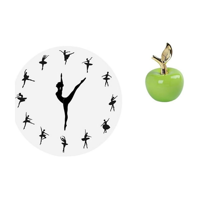 Reloj De Pared Con Bailarina De Ballet, Silencioso, Decorativo Para Cocina, Oficina, Hogar, Estatua, Adorno, Obra De Arte De Simulación, Figura De Cerámica, Escultura De Fruta Para