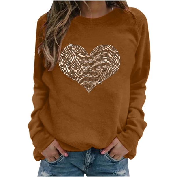 Sudadera Para Mujer Cuello Redondo Sudadera de Gran Tamaño Casual Manga Completa Cuello Redondo Tops Camisas Sueltas Blusa Jersey Sudadera Con Estampado Brillante Odeerbi ODB136837
