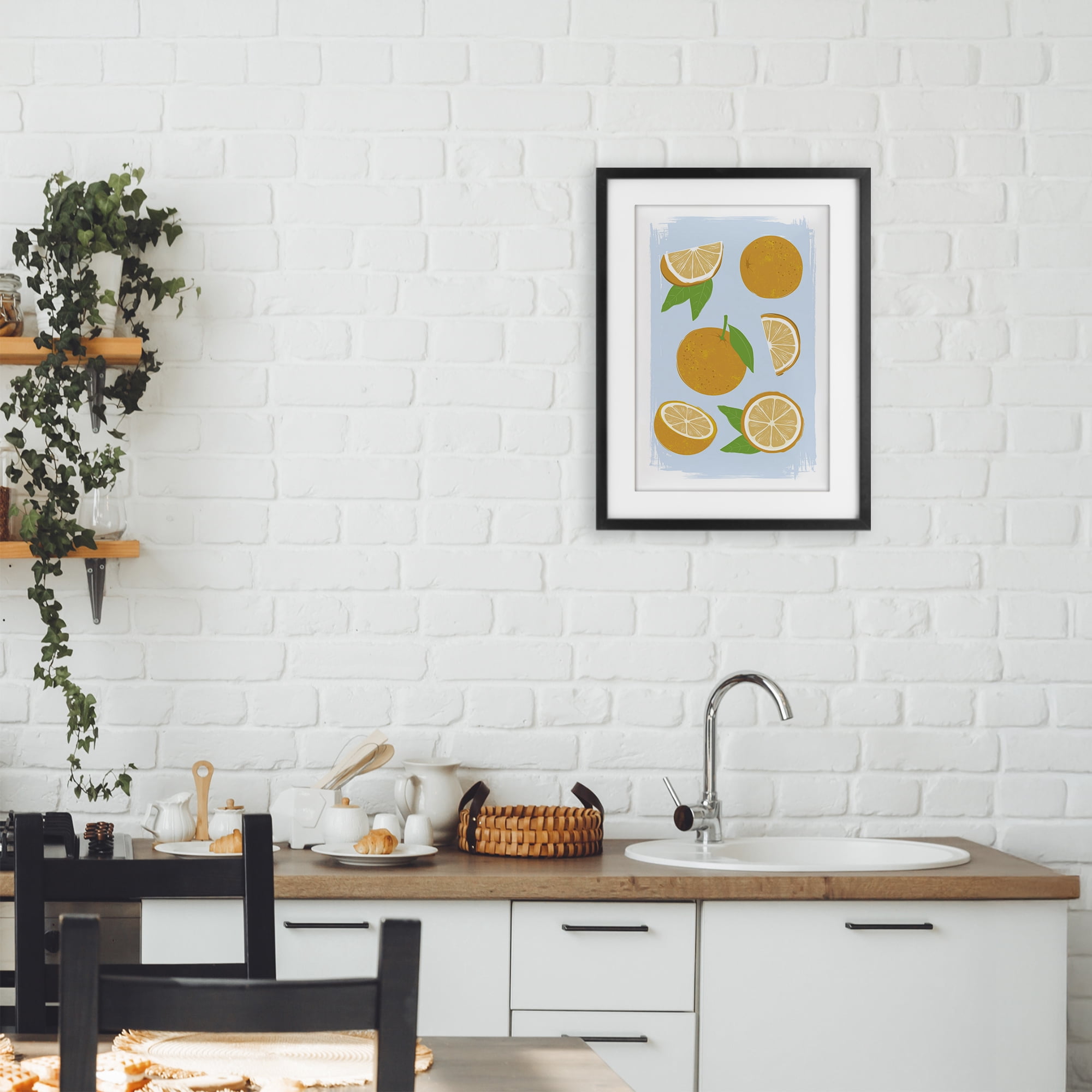 Stupell Industries Pastel Summer Oranges Black Framed Print Under Glass, design by Martina Pavlova