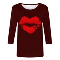 thumbnail image 4 of ALLLIST Plus Size Tops for Women Crew Neck 3/4 Sleeve T-Shirts Holiday Red Fashion Graphic Shirts Ladie's Tops, 4 of 4