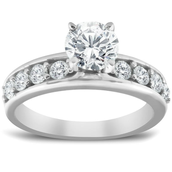 Pompeii3  2Ct Round Cut Diamond Engagement Solitaire Ring 14k White Gold