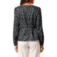 thumbnail image 4 of Allegra K Women's Elegant Dots V Neck Smocked Ruffled Hem Peplum Top, 4 of 7