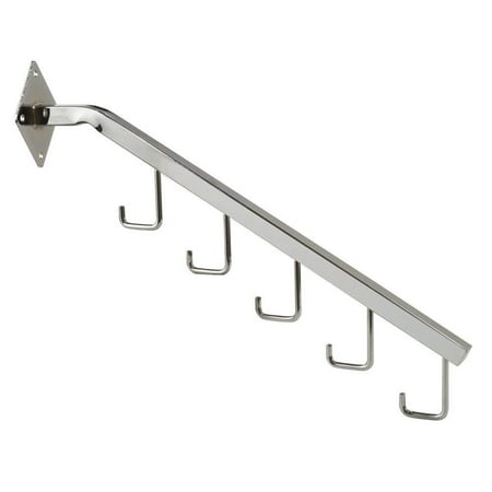 

18 L Chrome 5 J Hook Wall Mount Waterfall Square Tube Faceout Hook - 1 Unit