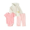 Rene Rofe Newborn Baby Girl Fleece Jacket, Bodysuit, & Pants, 3pc Outfit Set