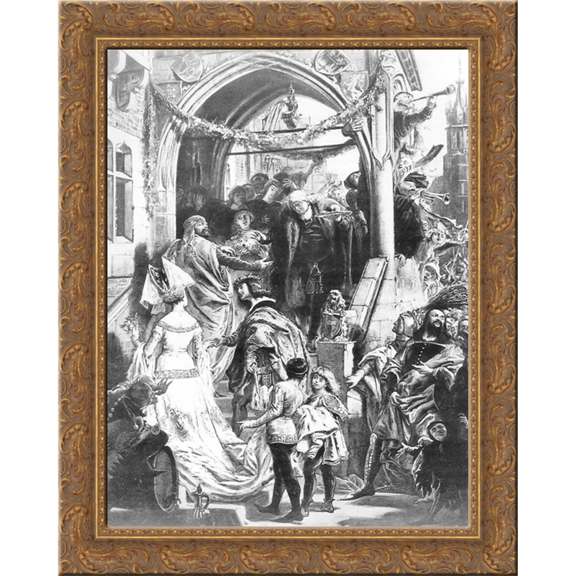 Feast Wierzynek 20x24 Gold Ornate Wood Framed Canvas Art by Matejko Jan