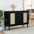 thumbnail image 1 of vidaXL Sideboard SENJA Rattan Look Black 112x40x80 cm Solid Wood Pine, 1 of 5