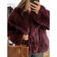 thumbnail image 6 of Women'S Faux Fur Coat Faux Fur Jacket Long Sleeve Lapel Winter Jackets Parka Short Coat Wine Red XL, 6 of 9