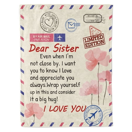 Funnil Sister Throw Blanket Graduation Gift for Sisters from Sister To My Dear Sister Blanket for Mother s Day Christmas Super Soft Flannel Blankets for Bed Couch(50×60 )
