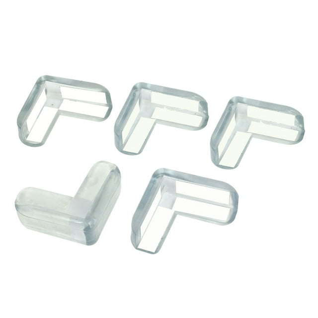 Unique Bargains Desk Table Corner Clear Silicone Right Angle Safety Cushion Pad Protector 5 Pcs