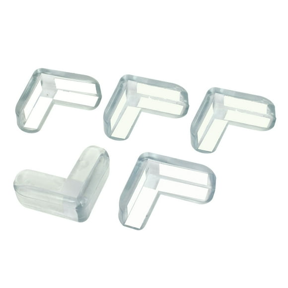 Unique Bargains Desk Table Corner Clear Silicone Right Angle Safety Cushion Pad Protector 5 Pcs