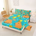 thumbnail image 2 of Erosebridal Cartoon Animal Capybara Bed Sheets,Yellow Lemon Fruit King Sheets For Kids Boys 4-Piece, 2 of 6