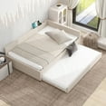 thumbnail image 3 of EUROCO Full Size Upholstered Daybed with Trundle Bed, Sofa Bed with USB Charging Station, Beige, 3 of 9