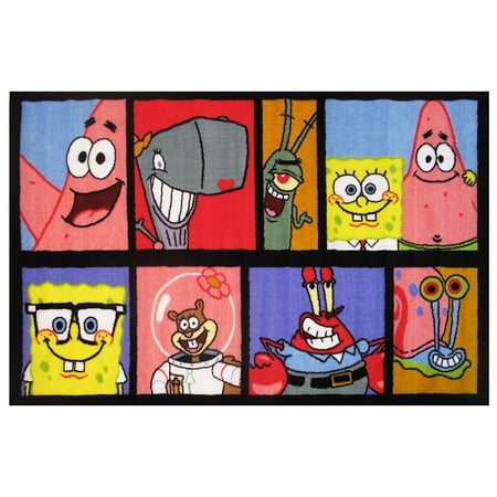 19in X 29in Small Spongebob Comic Area Rug Color Fun Silly Fish Adorable Kids Tween Novelty Play Time Perfect Childs Bedroom Decor 19in X 29in