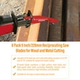 thumbnail image 6 of BATHTOI 8 Pack 6 inch 6/12 Tpi Reciprocating Saw Blades for Wood and Nail-Embedded Wood Cutting, 6 of 7