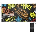 thumbnail image 2 of Graffiti Dinosaur Microfiber Quick Drying Beach Towel with a Carrying Bag Absorbent and Sand Free Towel for Kids Teens Adults Travel Gym Camping Pool Yoga Outdoor and Picnic, 2 of 7