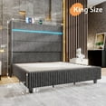 thumbnail image 2 of Merluxy King Bed Frame with LED Lights Charging Station,Corduroy Upholstered Platform Bed Frame with 60" Tall Wingback Headboard/Grey, 2 of 8