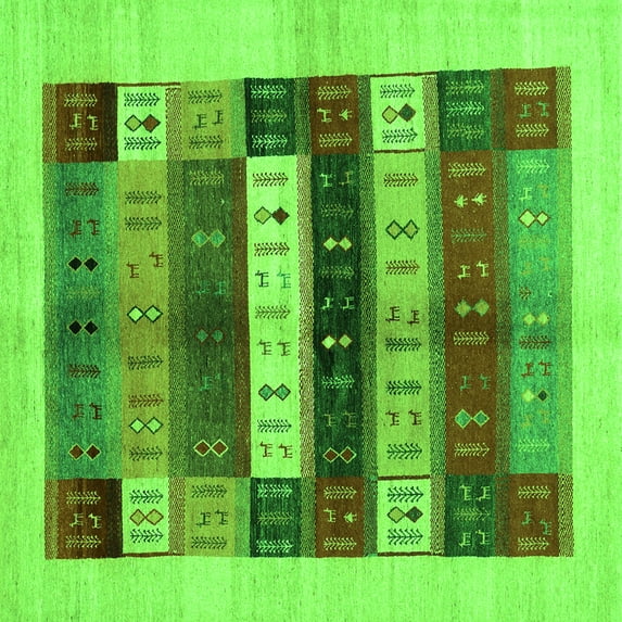 Ahgly Company Indoor Square Abstract Green Contemporary Area Rugs, 5' Square