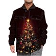 thumbnail image 6 of Aueoeo Men's Winter Warm Jacket Christmas Tree Print Coat Fleece Lined Sherpa Zip Up Down Jackets With Pockets Red M, 6 of 8