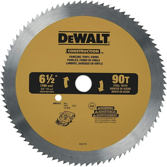 DEWALT Circular Saw Blade Vinyl Cutting DW9153 - 90 Tooth - 6 1/2 Inch