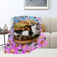 thumbnail image 3 of Funny Cat Blanket Super Soft Cozy Hamburger Cat Throw Blanket Lightweight Flannel Fleece Fuzzy Blankets Cat Lover Giftsfor Girls Boys Women Teens Adults 50"X40", 3 of 6