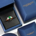 thumbnail image 5 of Gem Stone King 18K Rose Gold Plated Silver Green Nano Emerald and White Moissanite Filigree Style 3 Stone Ring for Women (1.75 Cttw, Oval 8X6MM and 6X4MM) (Size 8), 5 of 6