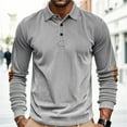 thumbnail image 5 of Resicozy Men's Corduroy Shirts Solid Color 2025 Fall Half Button Long Sleeves Shirt Casual Work Collared Shirts Gray 2XL, 5 of 9