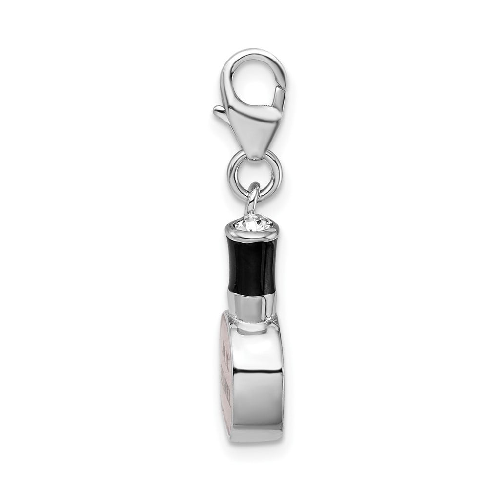 Auriga Fine Jewelry 925 Sterling Silver Polished 3-D Enameled Nail Polish Bottle Charm for Women w/ Fancy Lobster Clasp