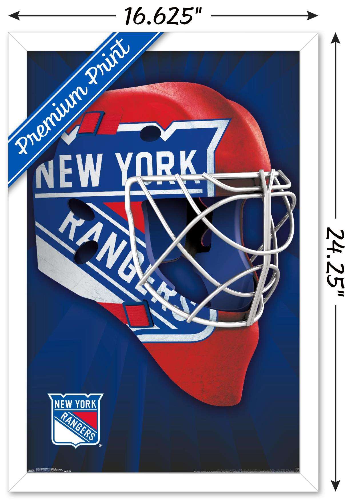 NHL New York Rangers - Mask 16 Wall Poster, 14.725" x 22.375", Framed