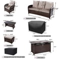 thumbnail image 4 of 6 Pieces Wicker Patio Conversation Set with 48inch Fire Pit Table, Cushions and Furniture Cover, 4 of 10
