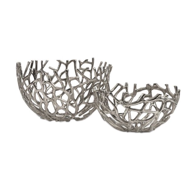 IMAX Corporation Davidson 2 Piece Aluminum Coral Bowl Set in Silver
