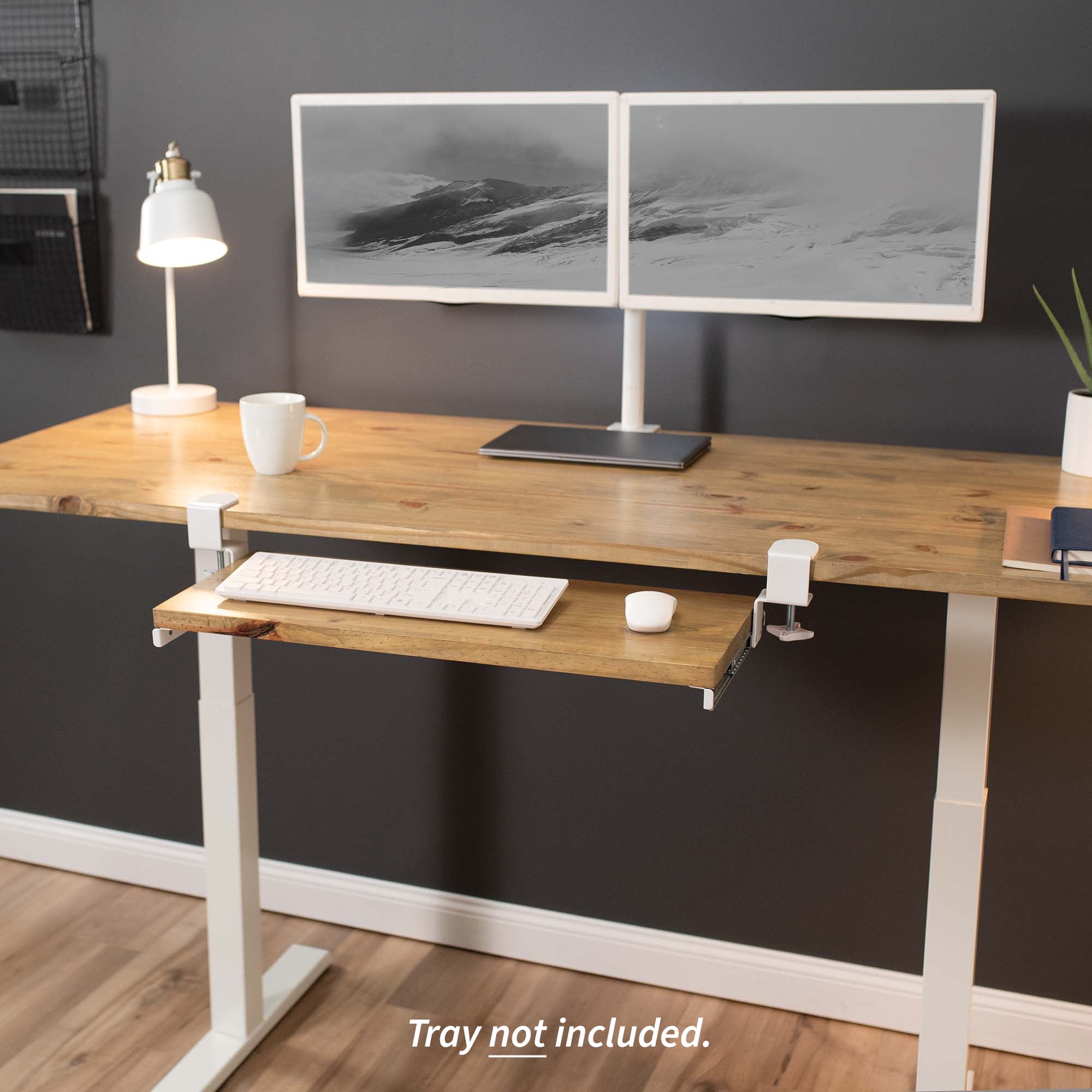 VIVO White Extra Sturdy Clamps & Rails for Custom Wood Keyboard Tray - Pack of 2