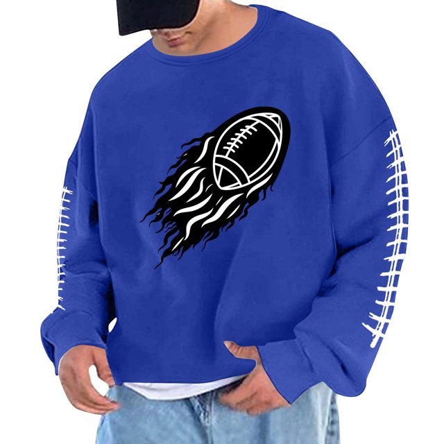 Sudadera sin capucha para hombre, cuello redondo, sudadera deportiva con estampado de fútbol, jersey de manga larga, blusa de poliéster para hombre