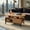 Natural + Black, variant on Demi Bonn 47" Oval Coffee Table - Storage & Open Compartments, 5-Leg Support, Natural & Black