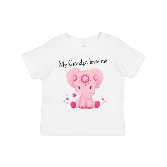 Inktastic Aditi My Grandpa loves me Pink Elephant beautiful Girls Toddler T-Shirt
