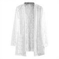 thumbnail image 2 of Juebong Women's Lightweight Lace Cardigan Plus Size Long Sleeve Loose Casual Open Front Cardigans Drape Sheer Boho Beach Coverups White,XXXL, 2 of 3