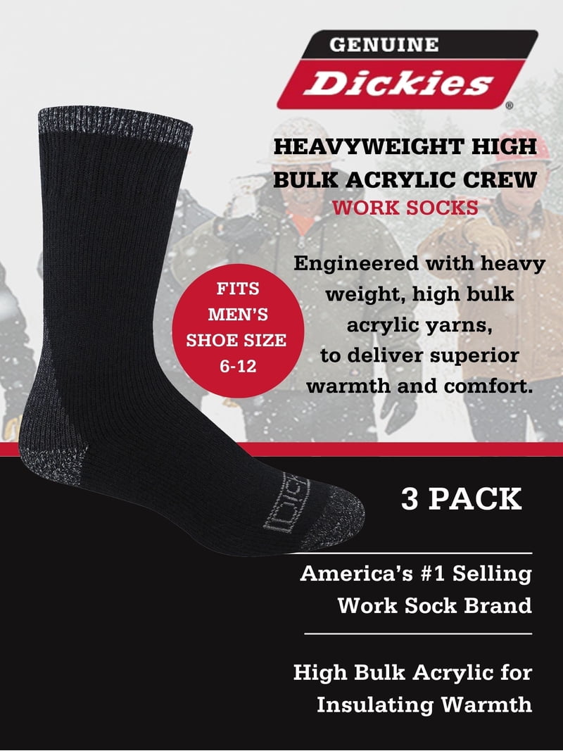 Genuine Dickies Acrylic Thermal Crew, 3 Pack, Shoe Size 6-12