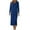 Blue A, variant on Dresses For Women Tendy Long Sleeve V-Neck Side Slit Draping Flowy Hem Solid Color Casual Loose Midi Dress