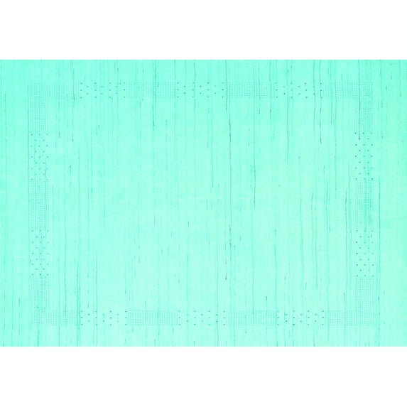 Ahgly Company Machine Washable Indoor Rectangle Solid Turquoise Blue Modern Area Rugs, 2' x 4'