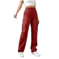 thumbnail image 2 of Pantalones Cargo Mujer Pierna Ancha Elástico Talle Alto Ligero Pantalones De Senderismo Casual Holgado Moda Ropa De Calle Y2k Trajes, 2 of 7